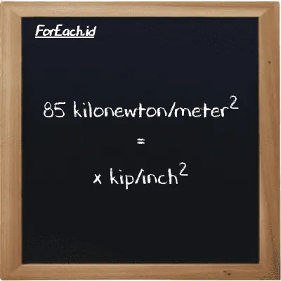 Contoh konversi kilonewton/meter<sup>2</sup> ke kip/inch<sup>2</sup> (kN/m<sup>2</sup> ke ksi)